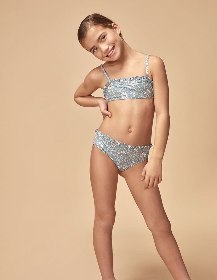 Bikini estampado flores azul claro