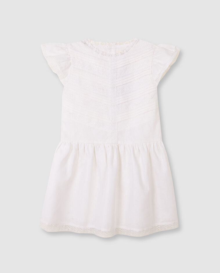 Vestido de lino con tiras bordadas blanco