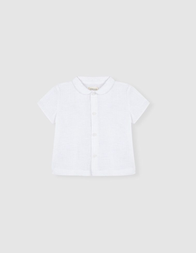 Camisa manga corta lino blanca