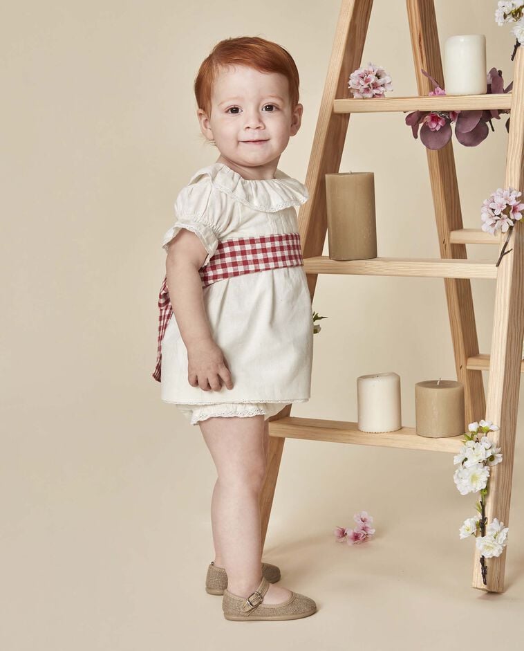 Faj&iacute;n lino cuadros para vestidos