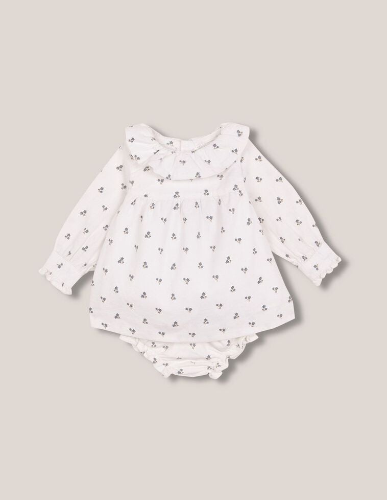 Vestido de pana de flores blanco