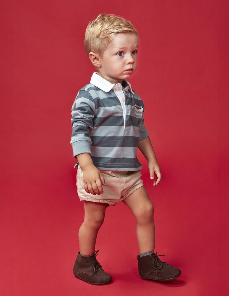 Polo de rayas con print verde