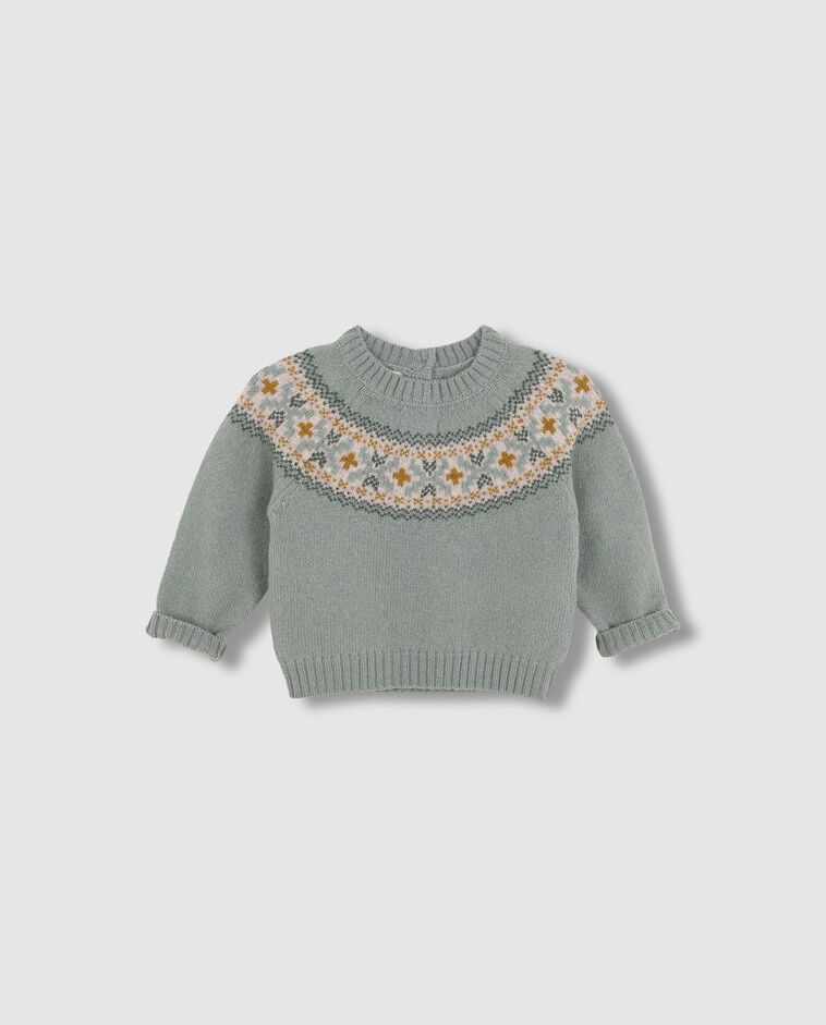 Jersey de greca en el cuello verde beb&eacute;