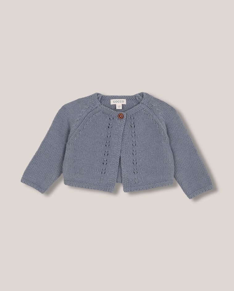 Chaqueta con calados azul reci&eacute;n nacido