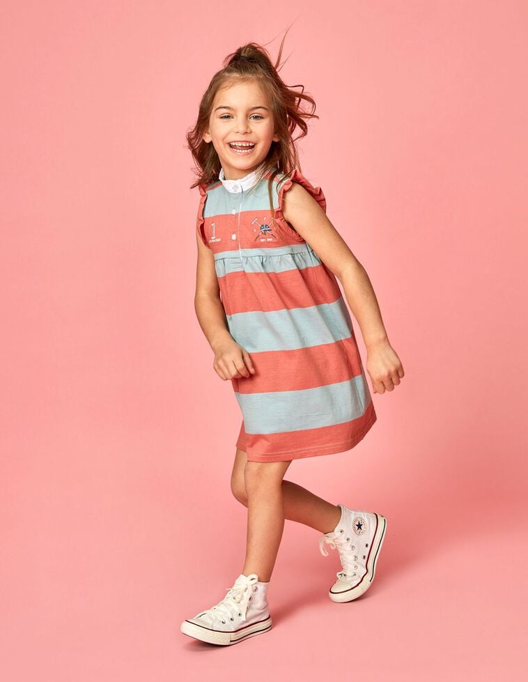 Vestido polo rayas coral
