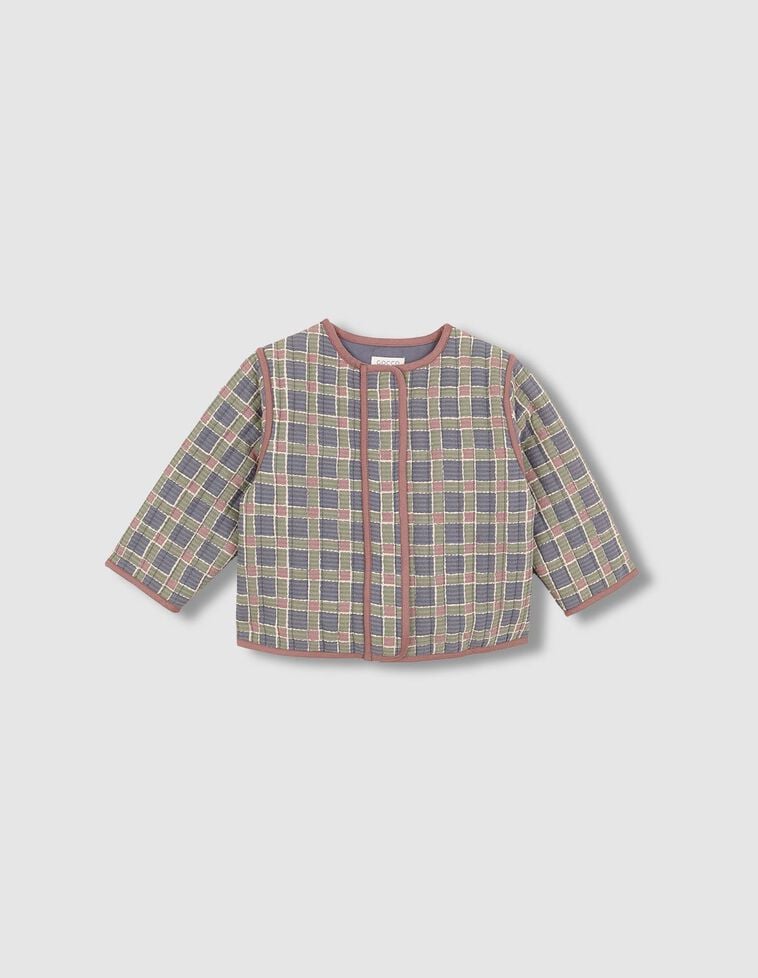 Chaqueta acolchada de cuadros azul claro Chaqueta acolchada de cuadros azul claro