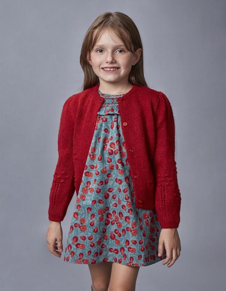 Chaqueta mangas abullonadas con bordado rojo con lana