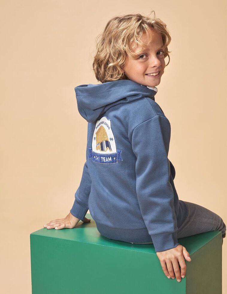 Sudadera con cremallera azul