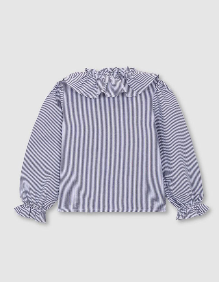 Camisa Rayas Con Cuello Y Puños Volante Marino
