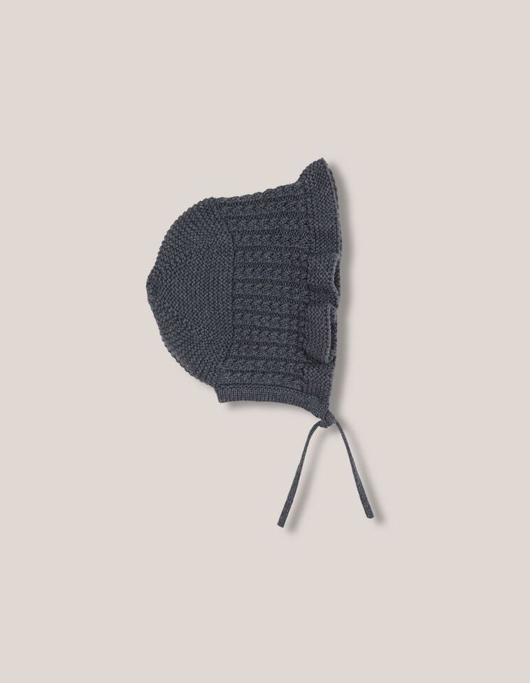 Capota de punto bobo con lana y ochos verde