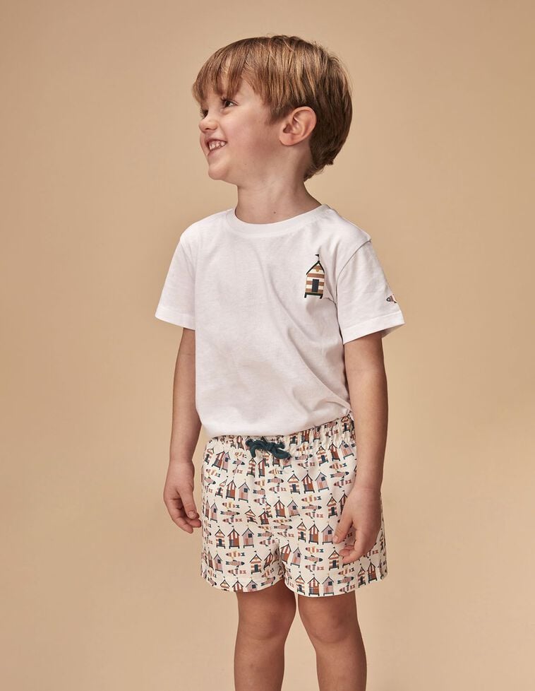 Traje de baño estampado casitas blanco