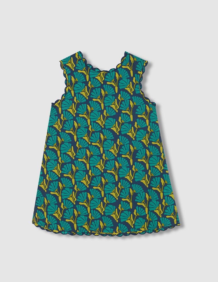 Vestido azul de flores tropicales