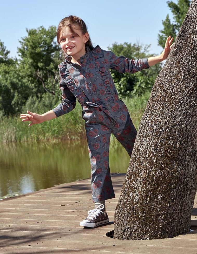 Mono con volantes estampado verde