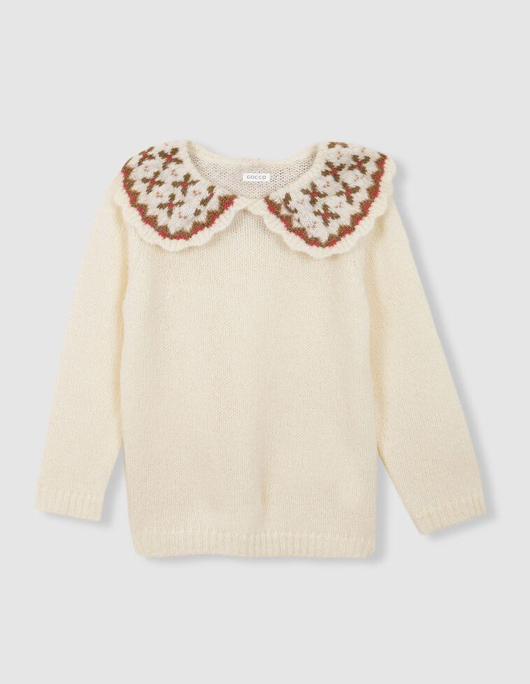 Jersey cuello flores crudo