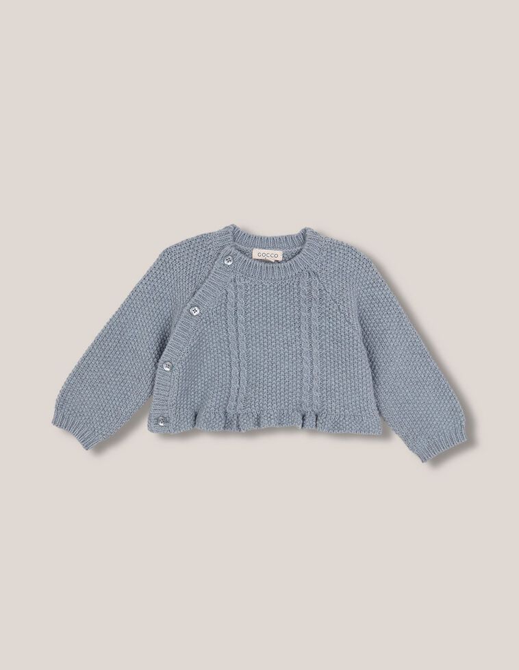 Chaqueta de punto de arroz con lana azul