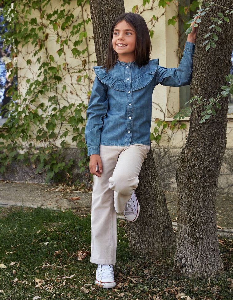 Pantalón 5 bolsillos culotte niña, Pantalones para niña