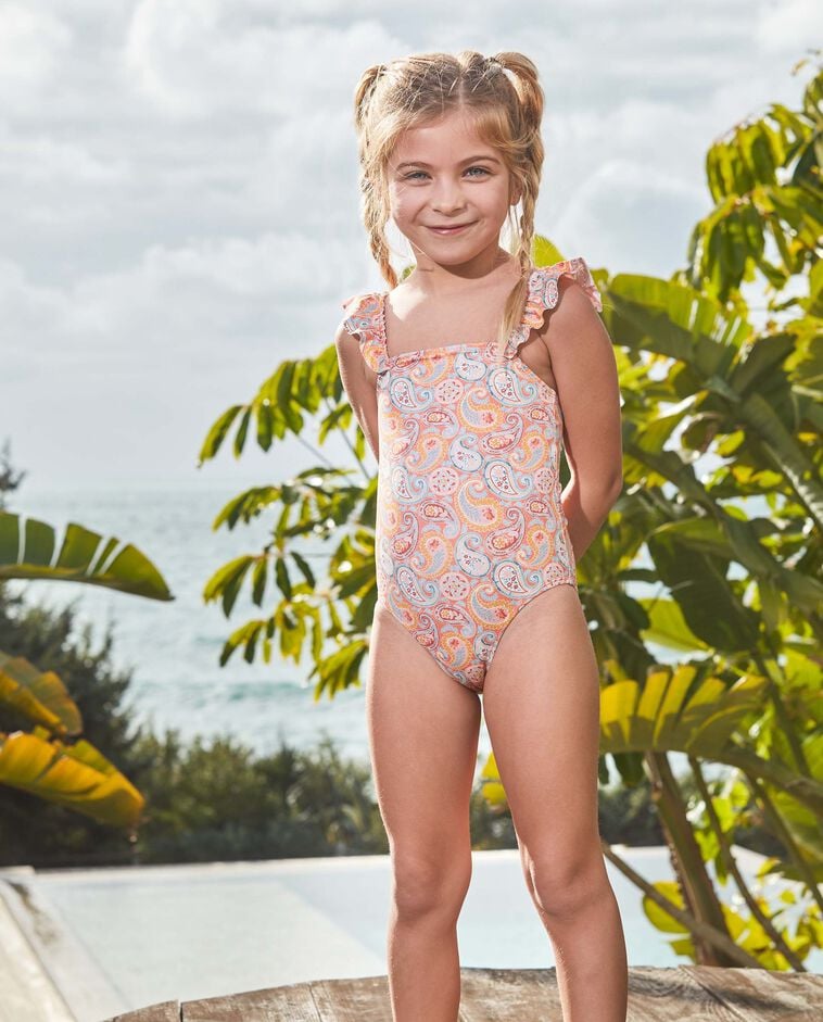 Ba&ntilde;ador estampado paisley naranja