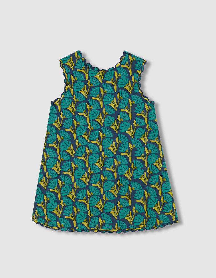 Vestido de flores con lazo azul