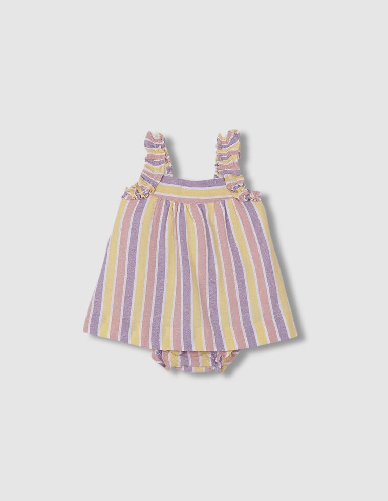 Vestido rayas rosa viejo