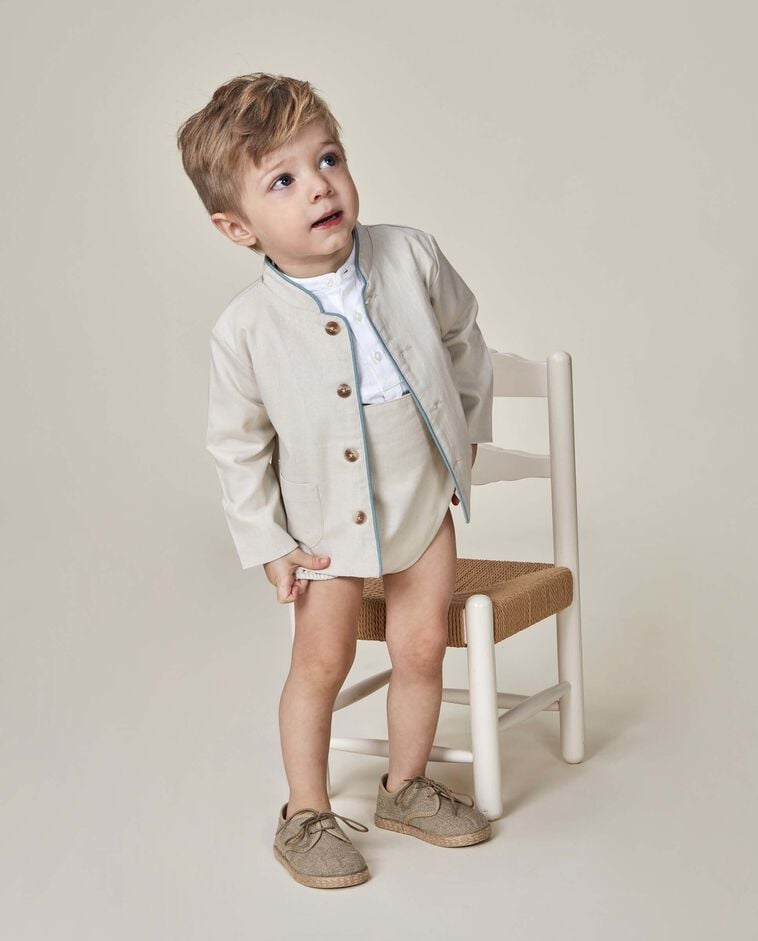 Chaqueta de lino piedra