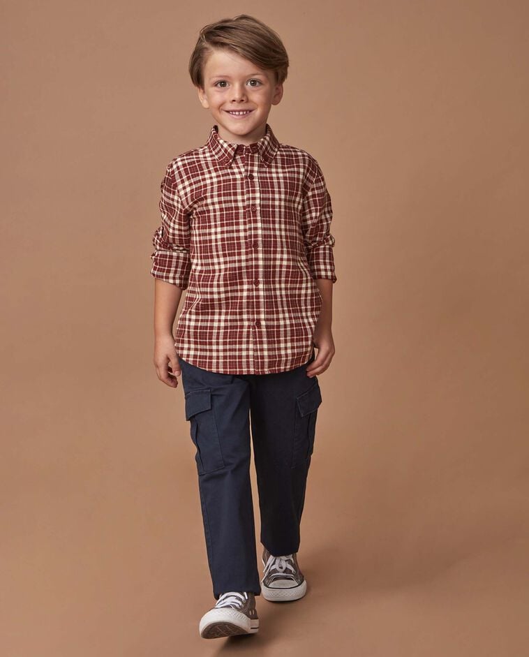 Camisa de cuadros naranja ni&ntilde;o
