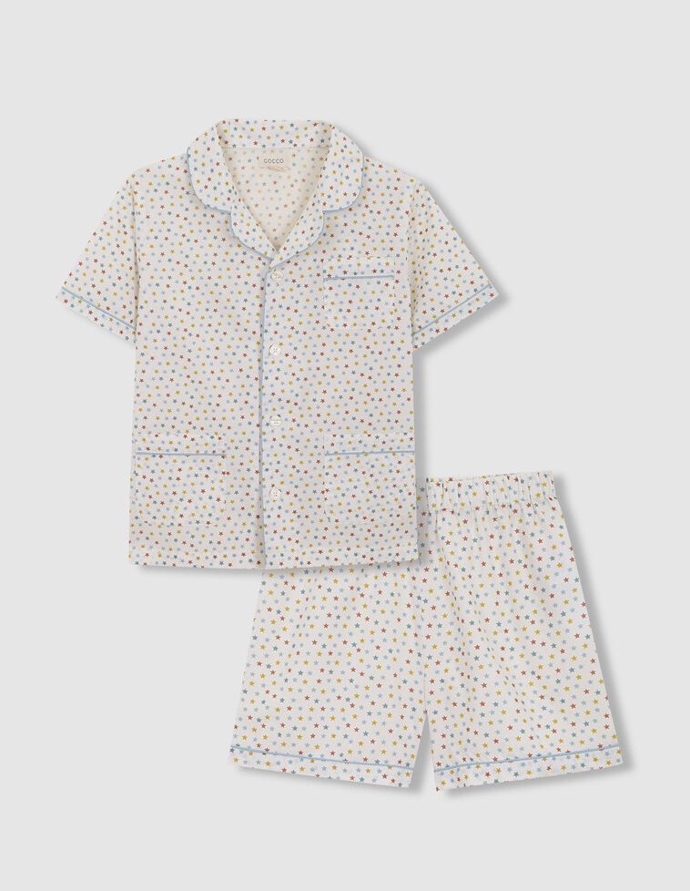 Pijama corto con estrellas multicolor blanco