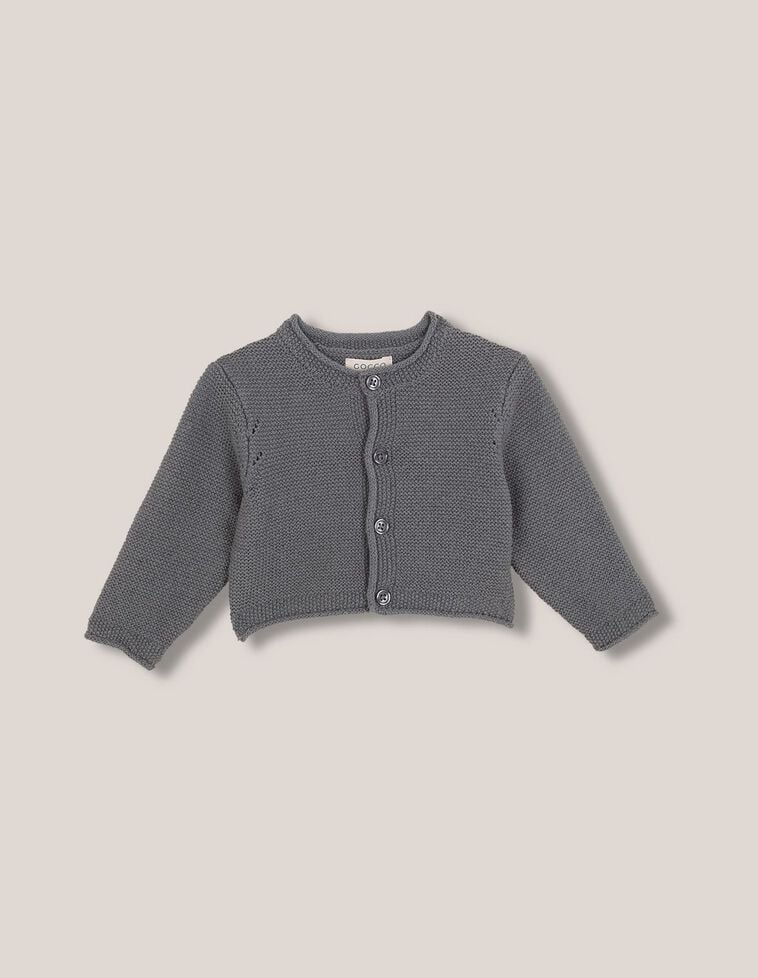Chaqueta de punto de arroz con lana azul