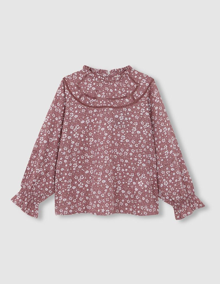 Blusa manga larga estampado flores morado