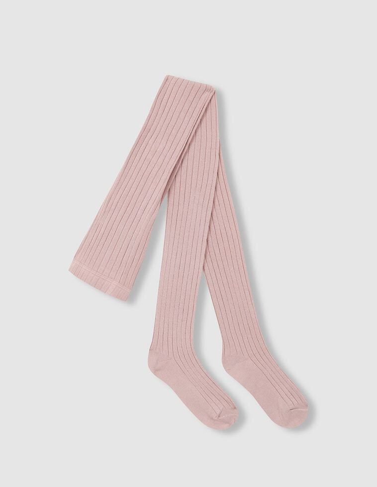 Leotardos de canalé rosa pastel