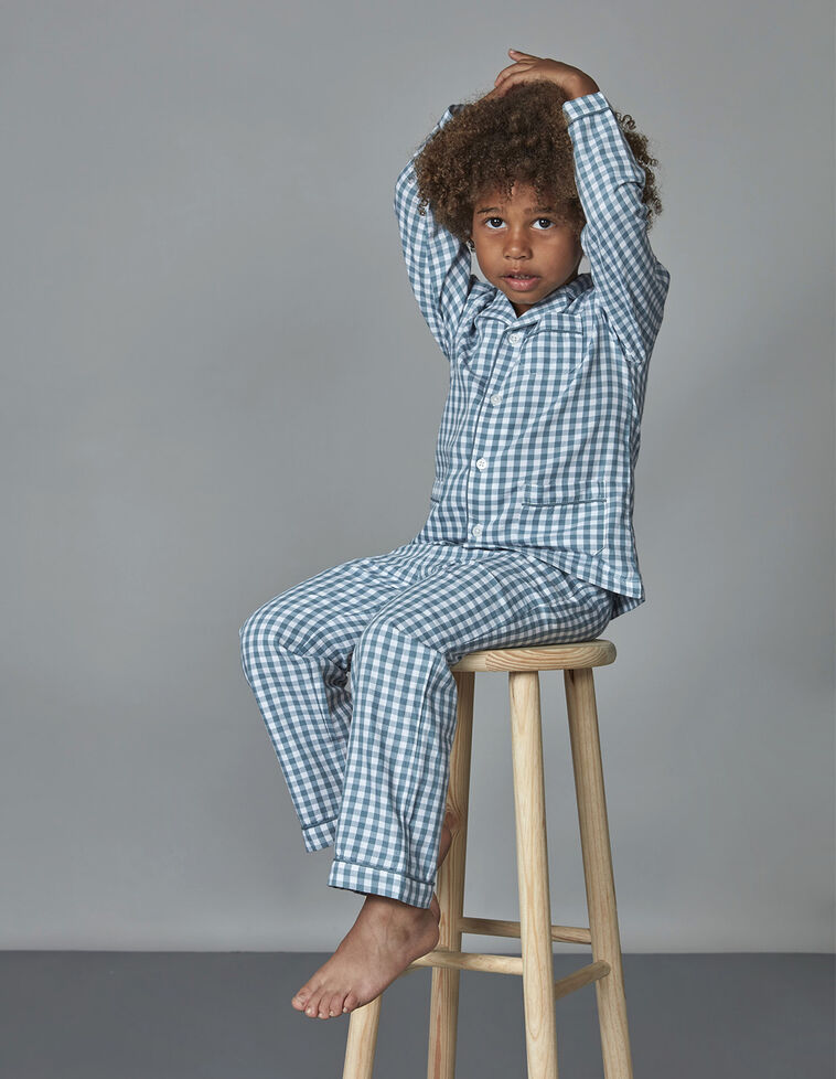 Pijama Cuadro Vichy  Petroleo Claro