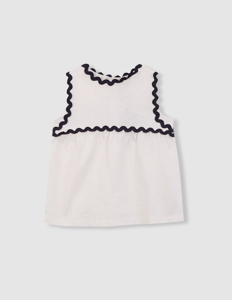 Camiseta con detalle de ondas a contraste blanco