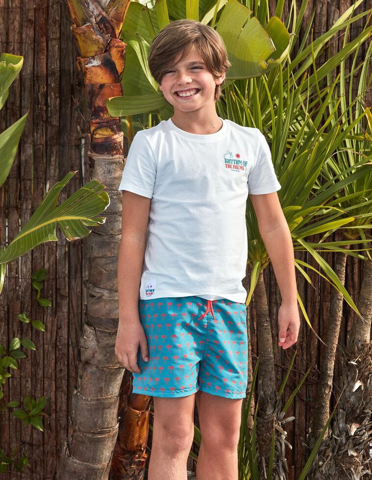 Camiseta estampado palmeras blanco