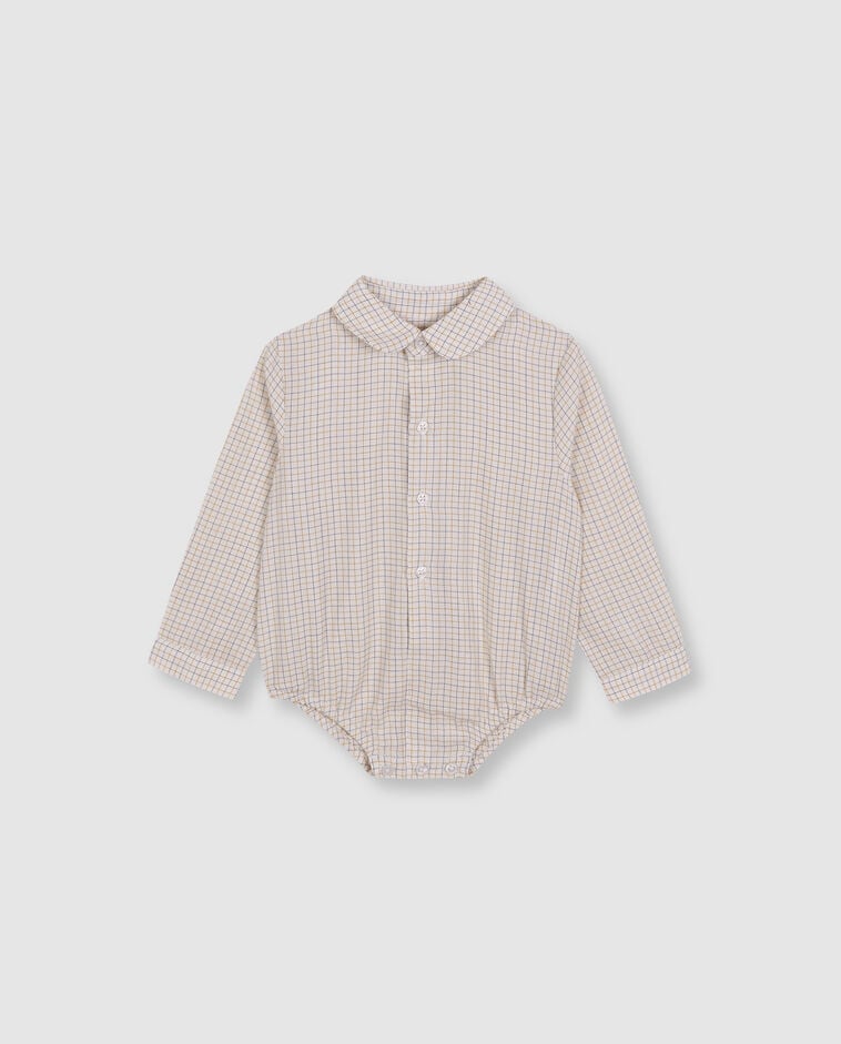 Camisa body azul cuello beb&eacute;