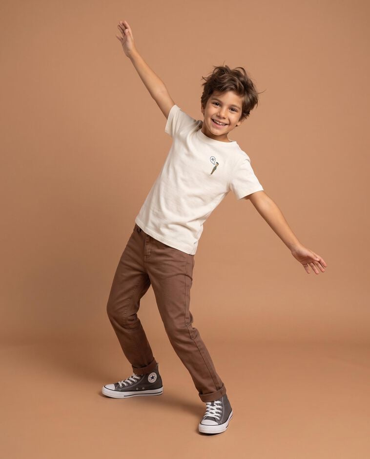 Pantal&oacute;n cinco bolsillos de sarga marr&oacute;n ni&ntilde;o