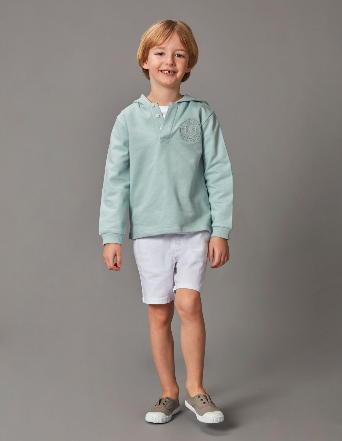 Sudadera con capucha turquesa de ni o Gocco