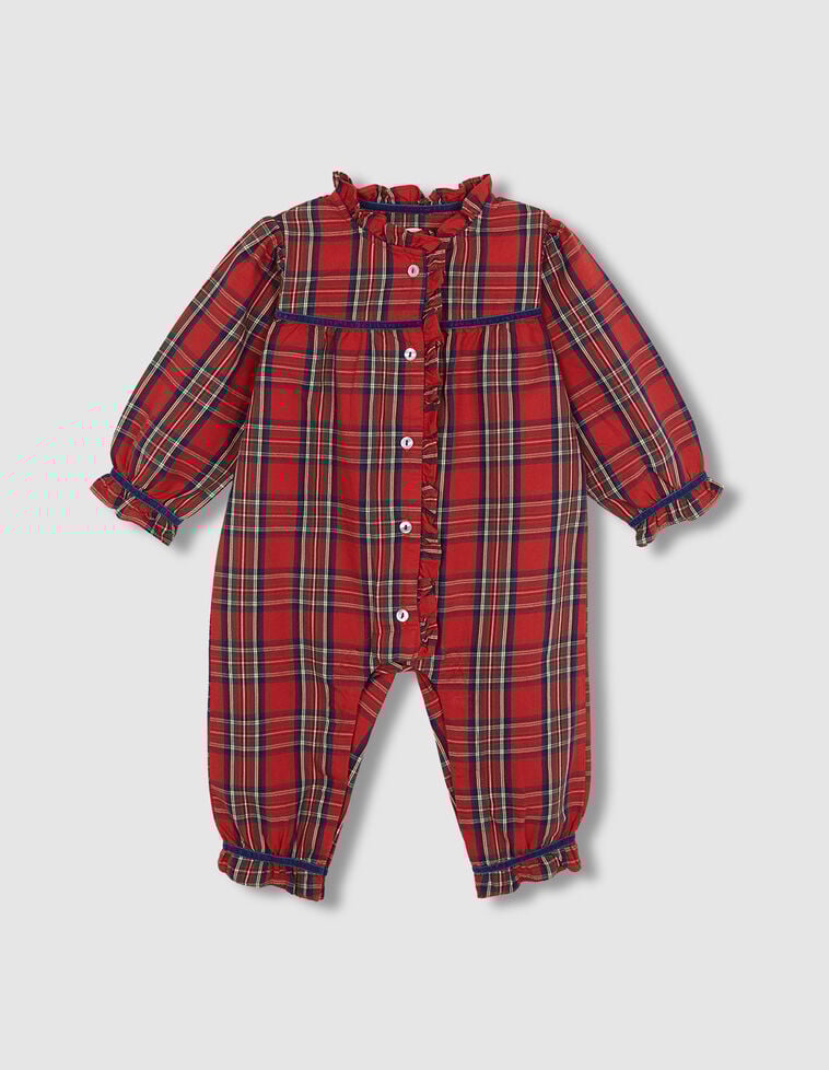 Pijama navidad de cuadro tartan con vivo a contraste rojo