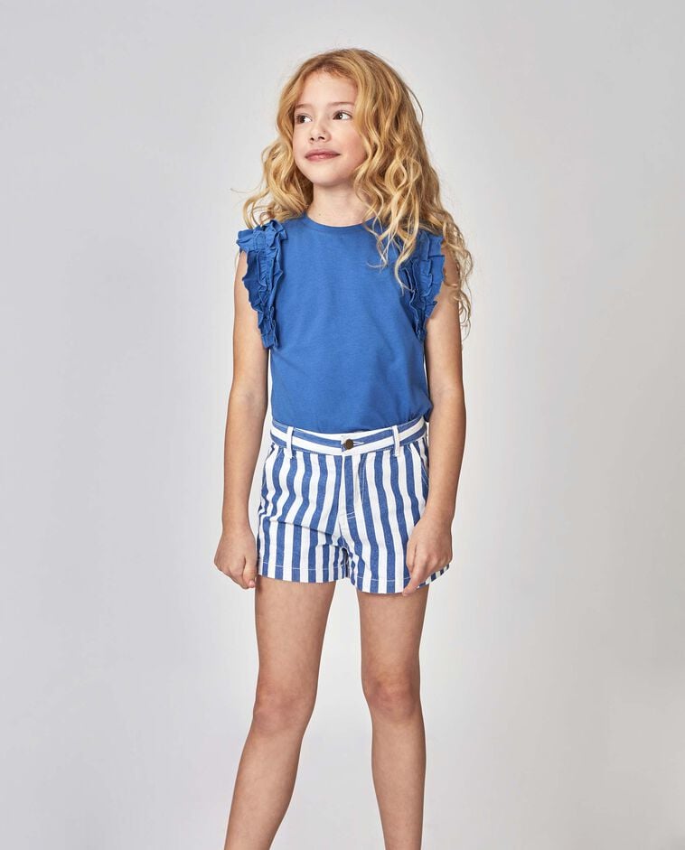 Camiseta triple volante azul