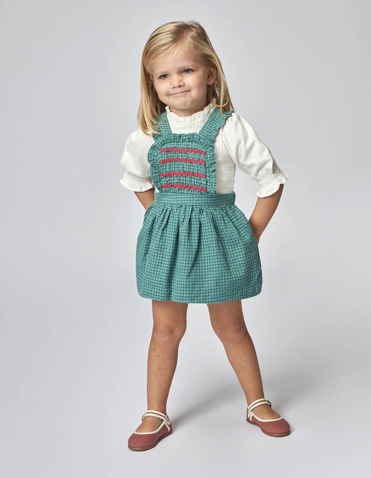 Pichi cuadro vichy con smock verde