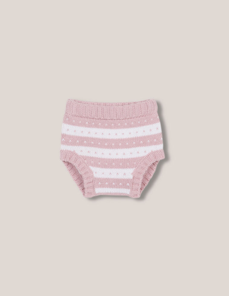 Pantalón De Punto De Rayas Rosado