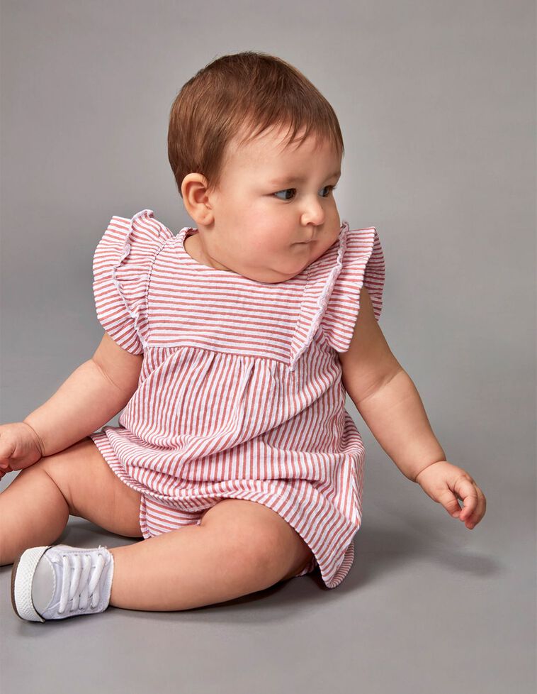 Vestido rayas coral