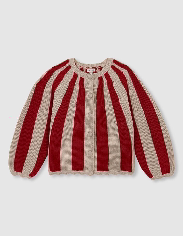 Chaqueta de rayas con lana rojo