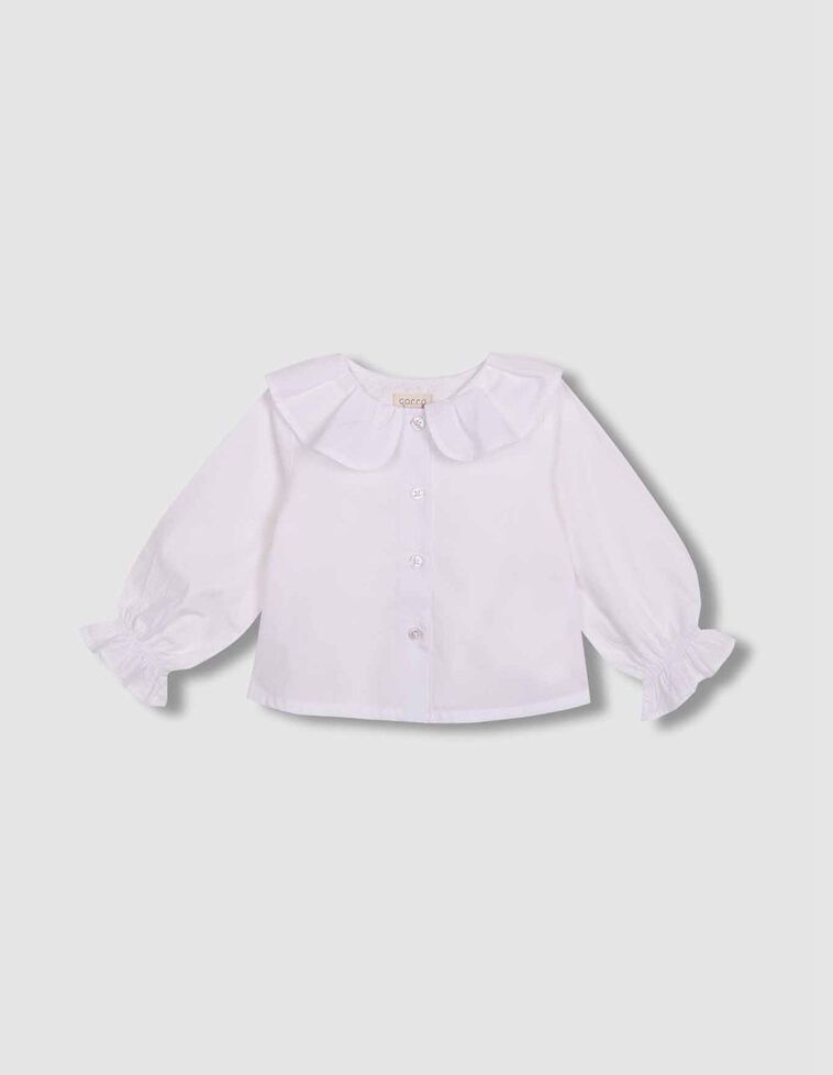Blusa cuello pétalos blanco