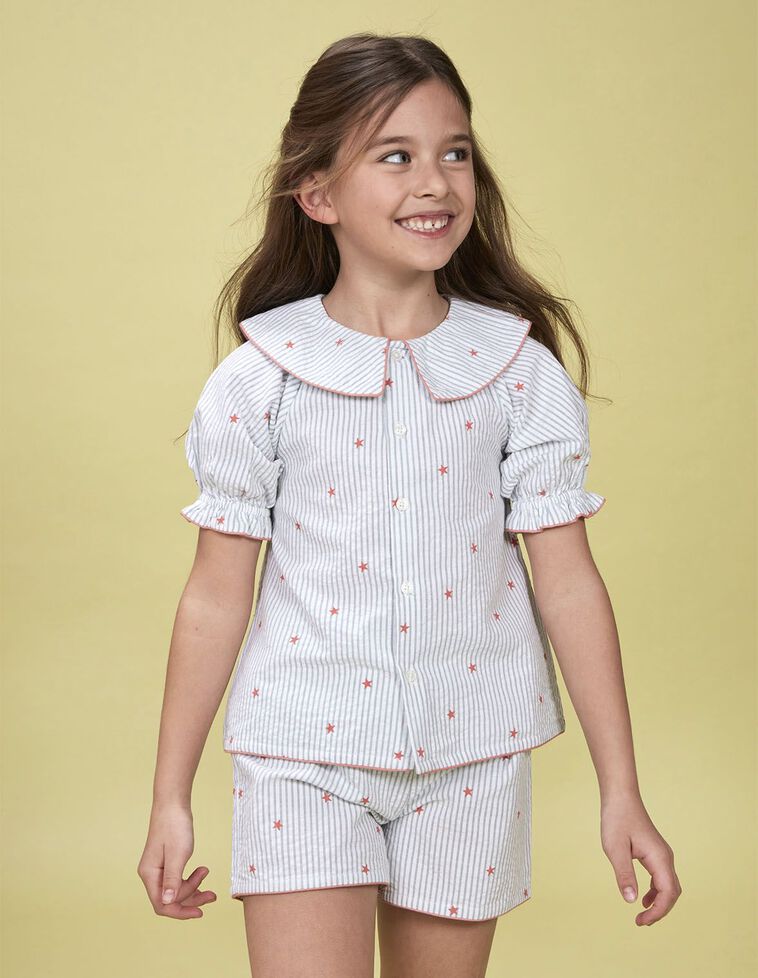 Pijama rayas con estrellas blanco