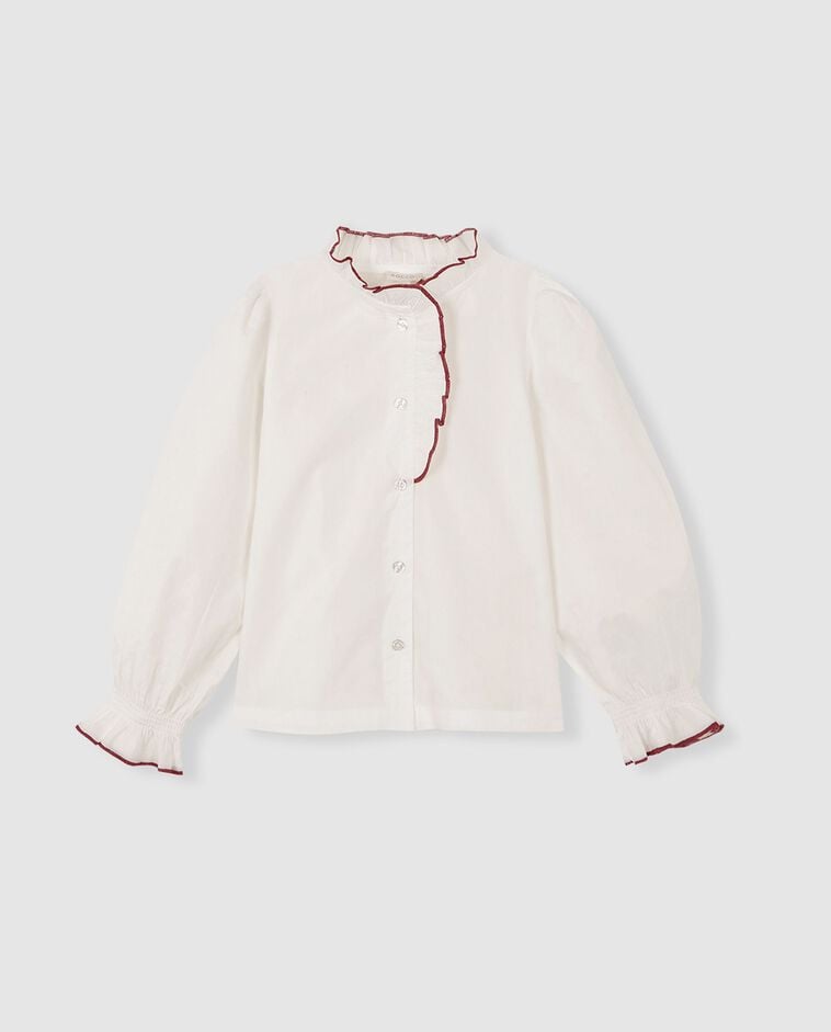 Camisa cuello volantes blanco ni&ntilde;a