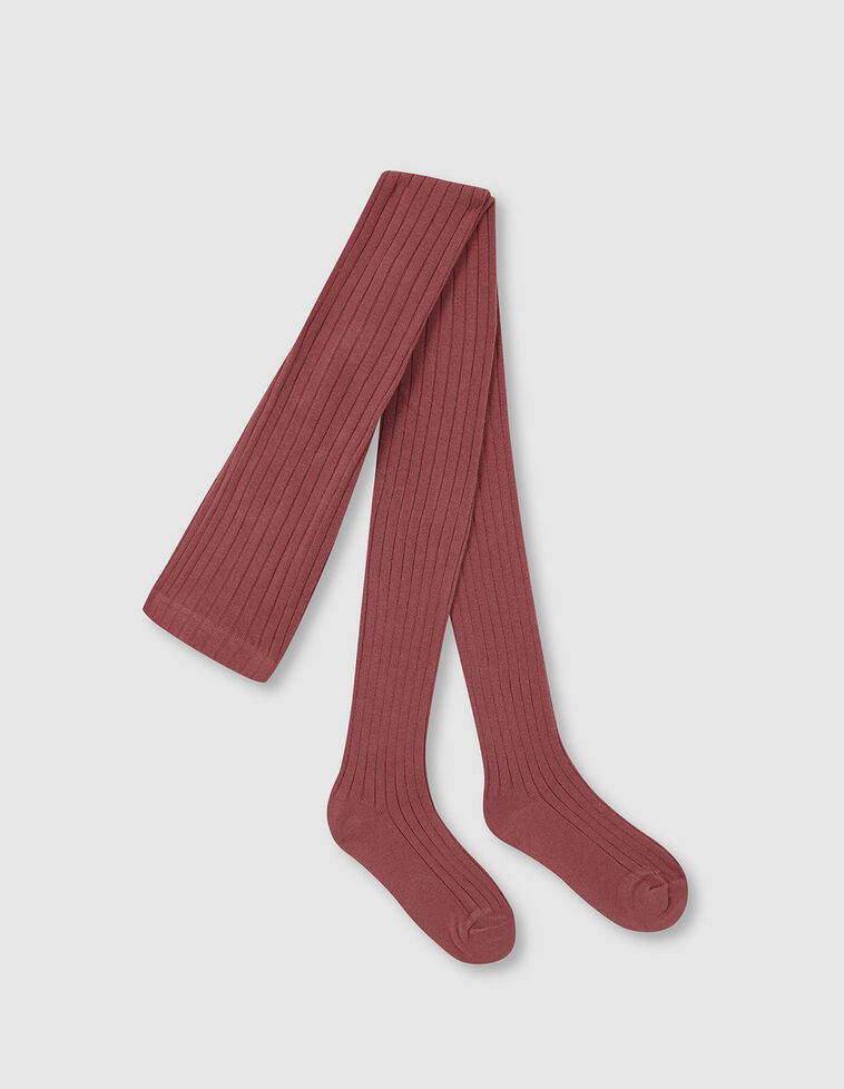 Leotardos básicos de canalé rosa