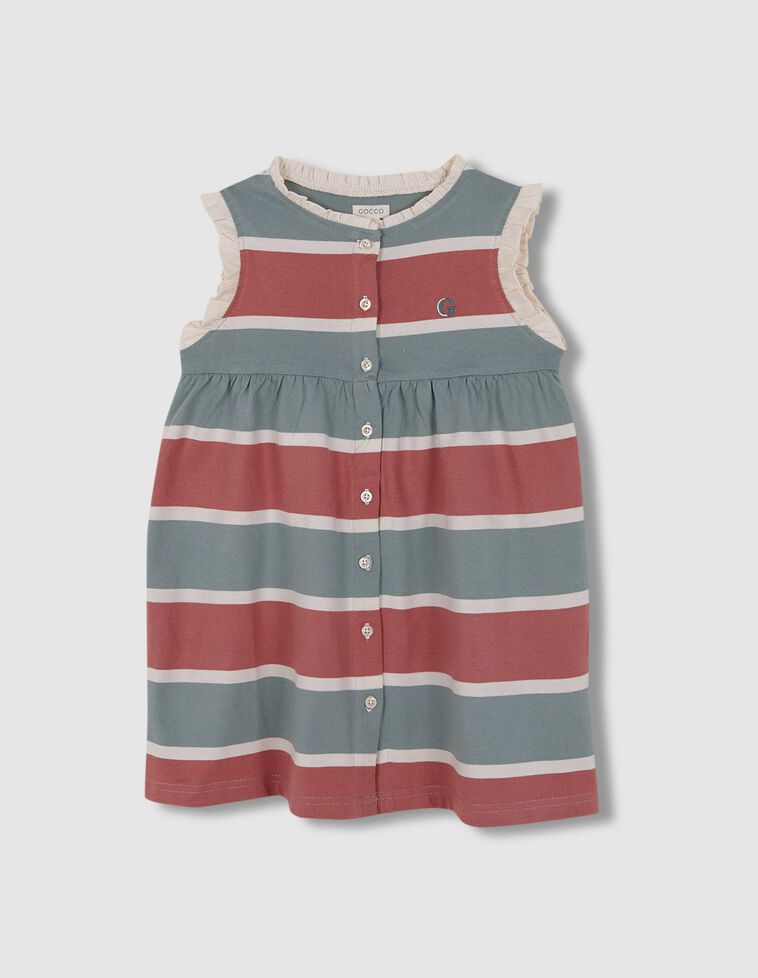 Vestido polo de rayas tricolor verde