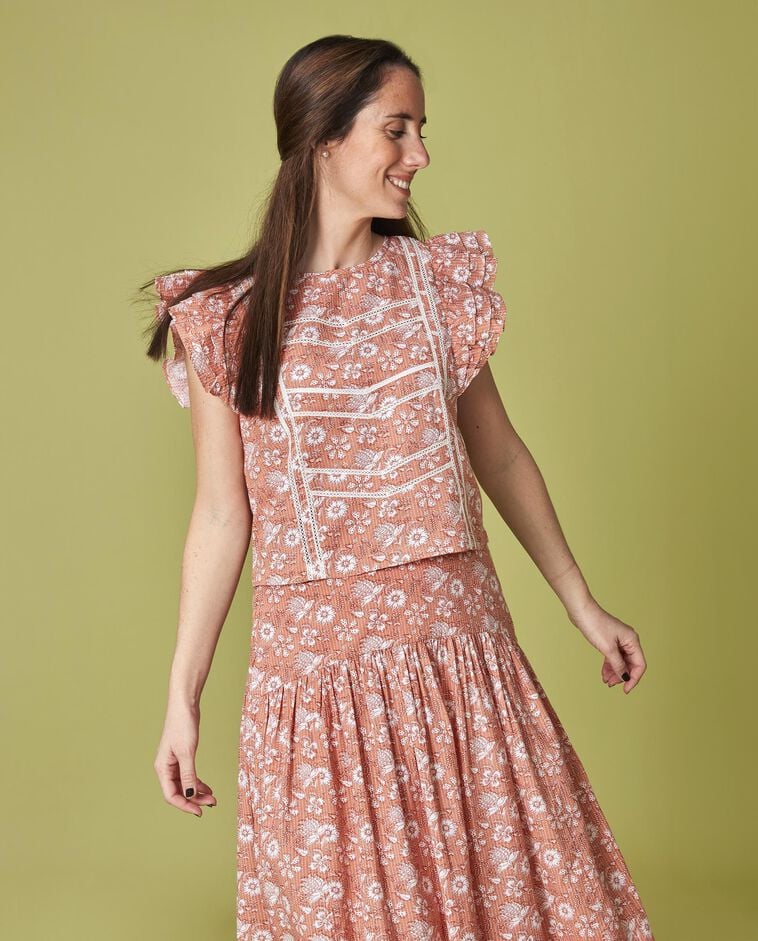 Blusa madre flor india rosa