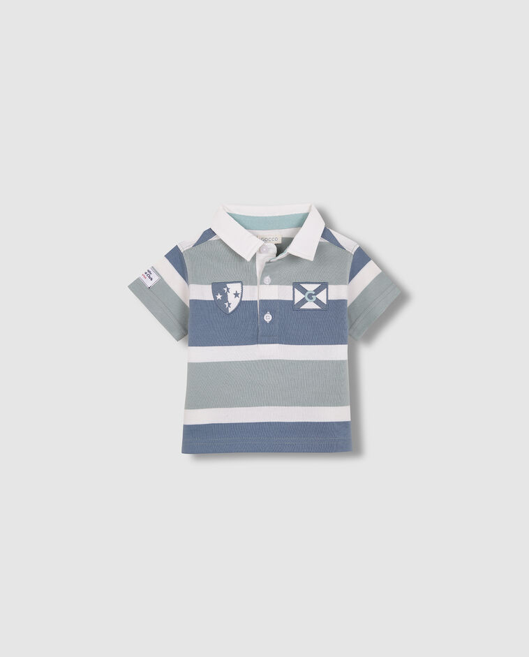 Polo rayas azul y verde 