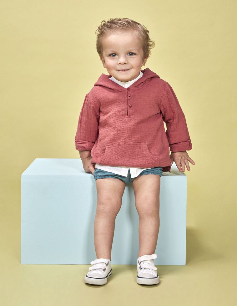 Sobrecamisa con bolsillo de canguro rosa