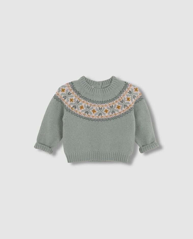 Jersey de greca en el cuello verde beb&eacute;